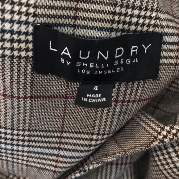 Laundry by Shelli Segal Menswear-Print Bow-Shoulder Dress Sz 4 - Picture 7 of 8